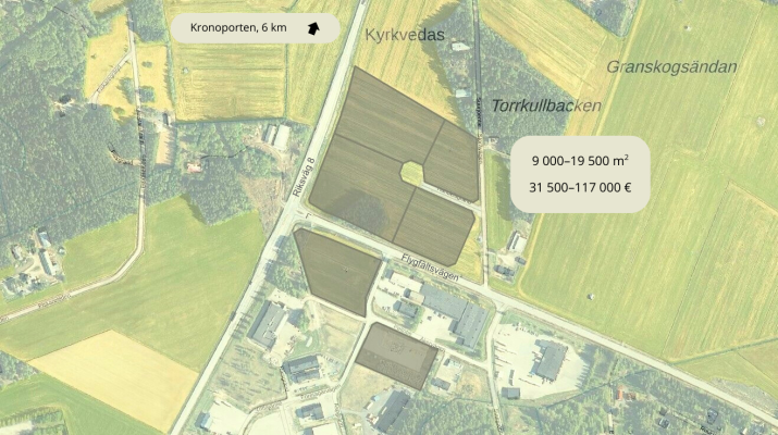 lediga industritomter längs flygfältsvägen